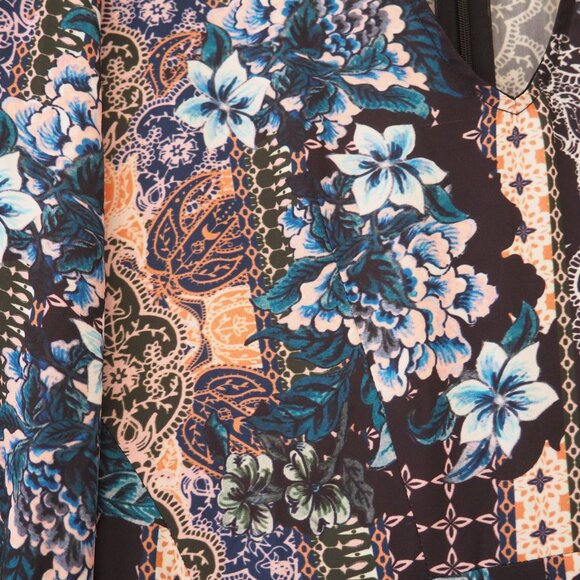 !! Sheike Voodoo Long Sleeve Floral Patchwork V-Neck Dress - Picture 5 of 9